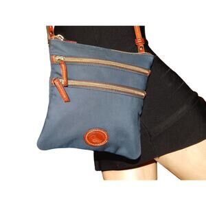 Dooney & Bourke Navy Blue Double Zip Crossbody Handbag